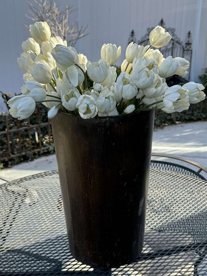 Tall White Fake Tulips And Vase 23 Tall