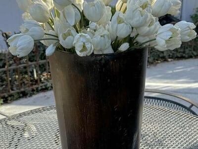 Tall White Fake Tulips And Vase 23 Tall