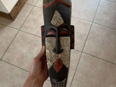 African Wood Mask 19 Tall