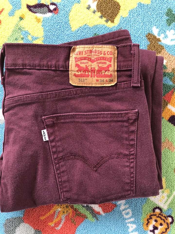 Levis 513s-Maroon-34X34 EUC! $ave $$!!
