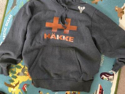 Haakke of Destiny Fame-Gray-Hoodie-Size Lg-$uper!