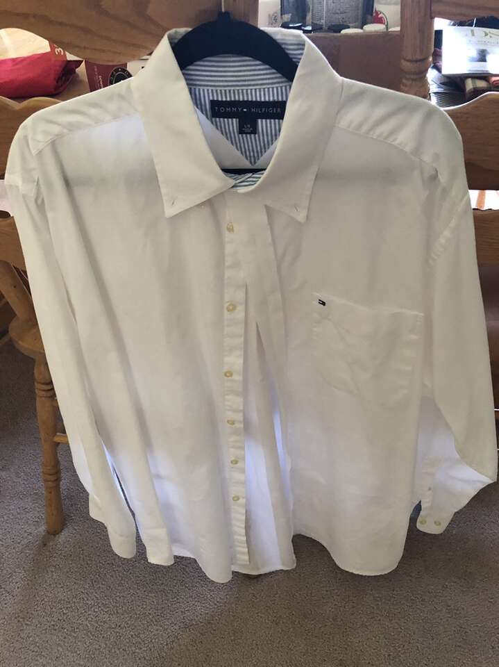 Tommy Hilfiger White Button Down Shirt Sz Lg