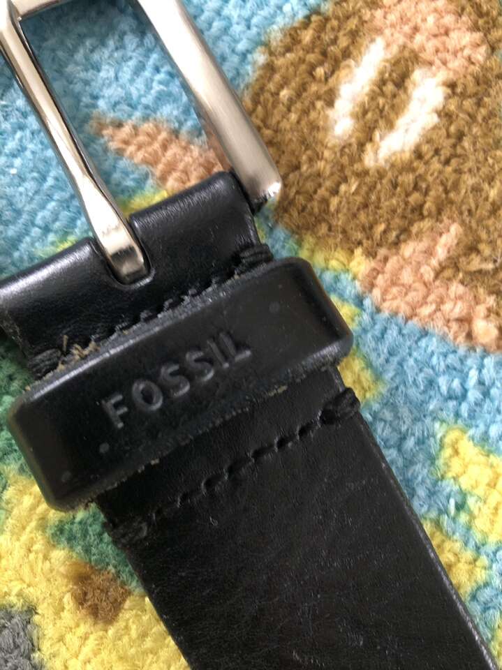 46” Genuine Black Leather Belt by Fossil-$ave