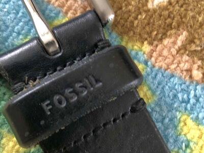 46” Genuine Black Leather Belt by Fossil-$ave