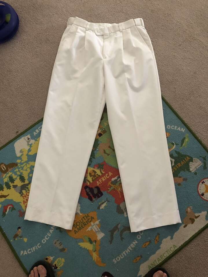 Mens White CINTAS Pleated Pants 33X30