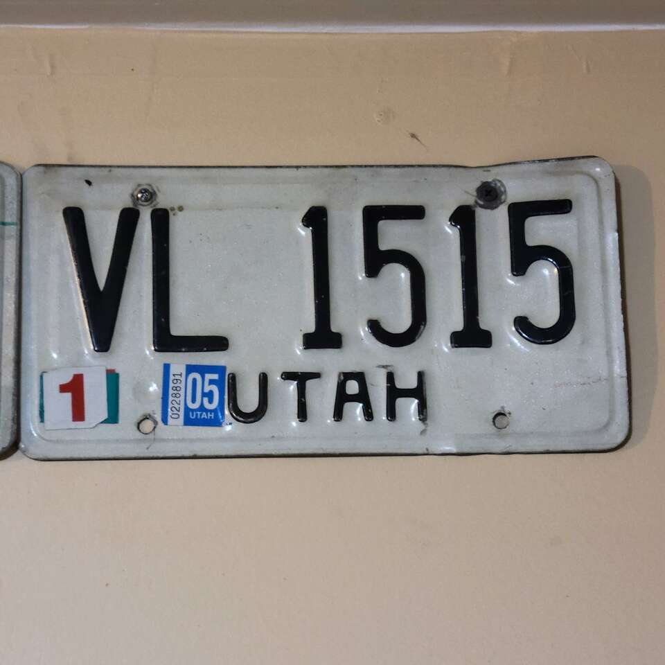 Vintage black and white utah plates