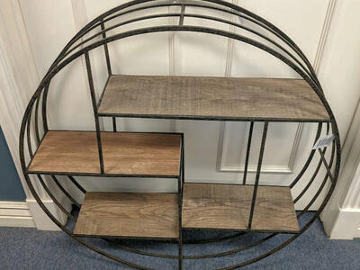 Round Wood and Metal Wall Shelf Gray and White Size: 32 L x 7 W x 32 H MORE THAN 75% OFF