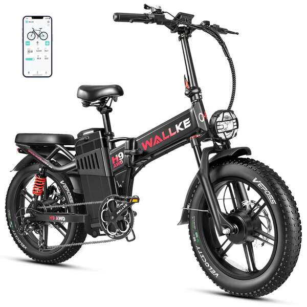 2024- 2025 Wallke H9 60Ah AWD Ebike, 4 Piston Hydraulic Disc Brakes, Dual 3200W combined motor system, speed Approx. 31-34mph