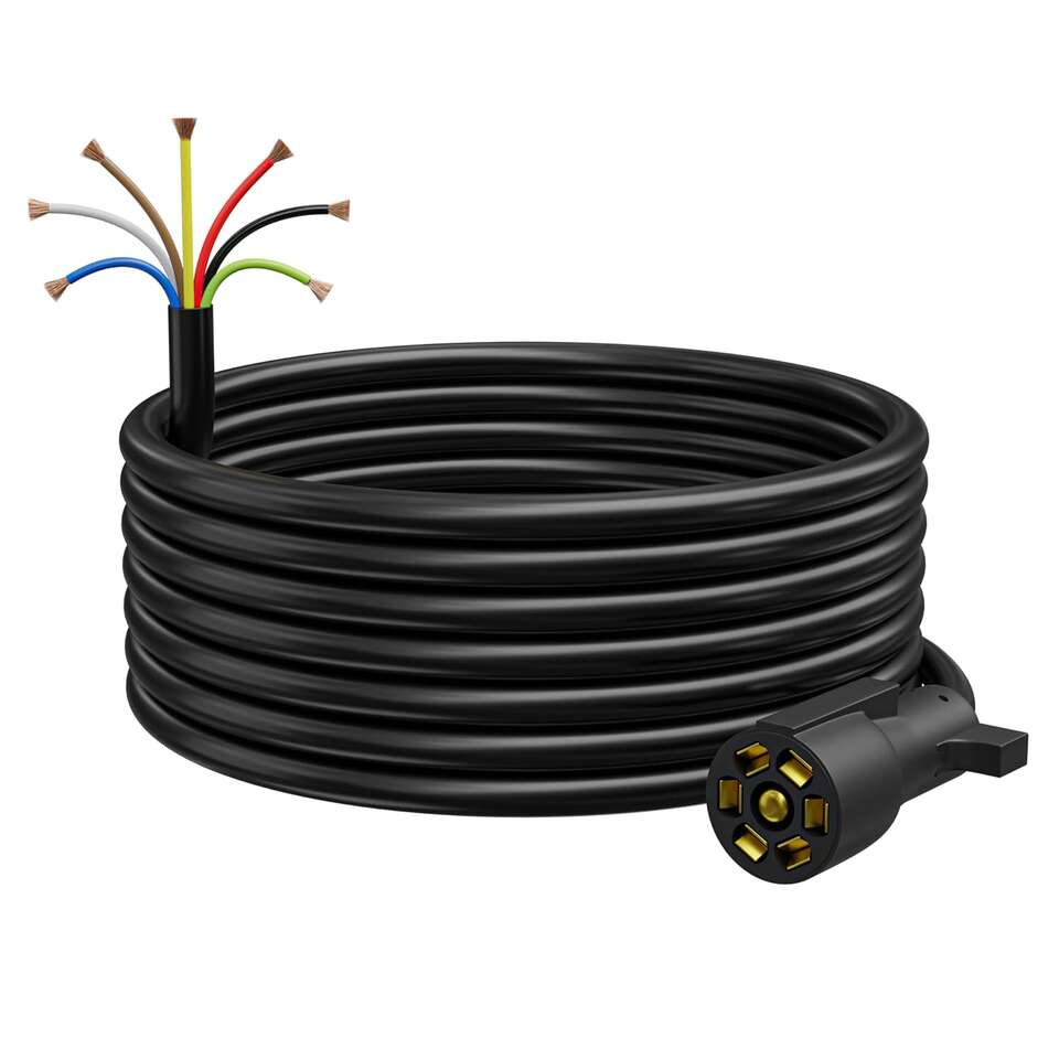 Almost Half Off Leisure Cords Heavy Duty 7 Way Plug Inline Trailer Cord with Weatherproof Double Prongs Connector (12 Ft)