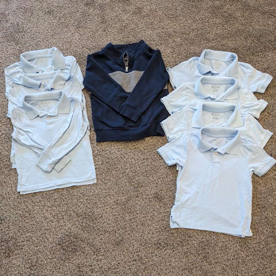 School Uniform Blue Collar Kids Shirts