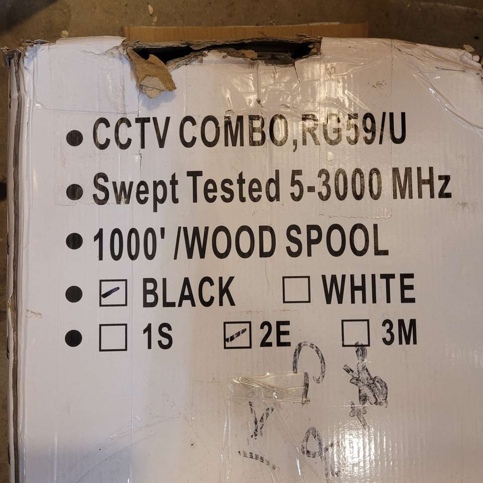 New 1000' CCTV RG59 black cable