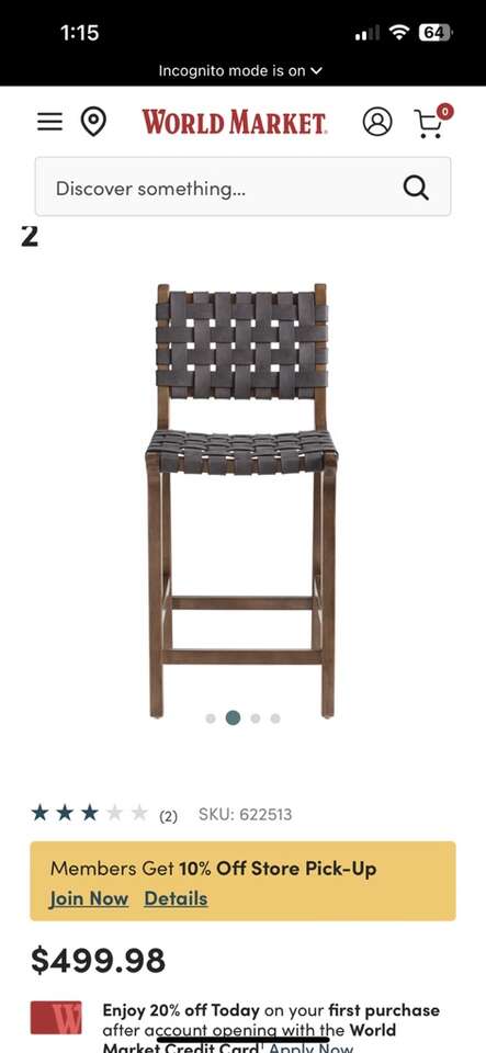 2 Barstools Grey Faux Suede World Market