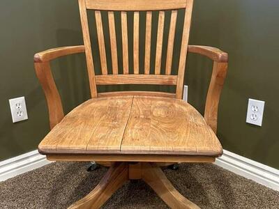 Vintage Antique Wooden Office Chair