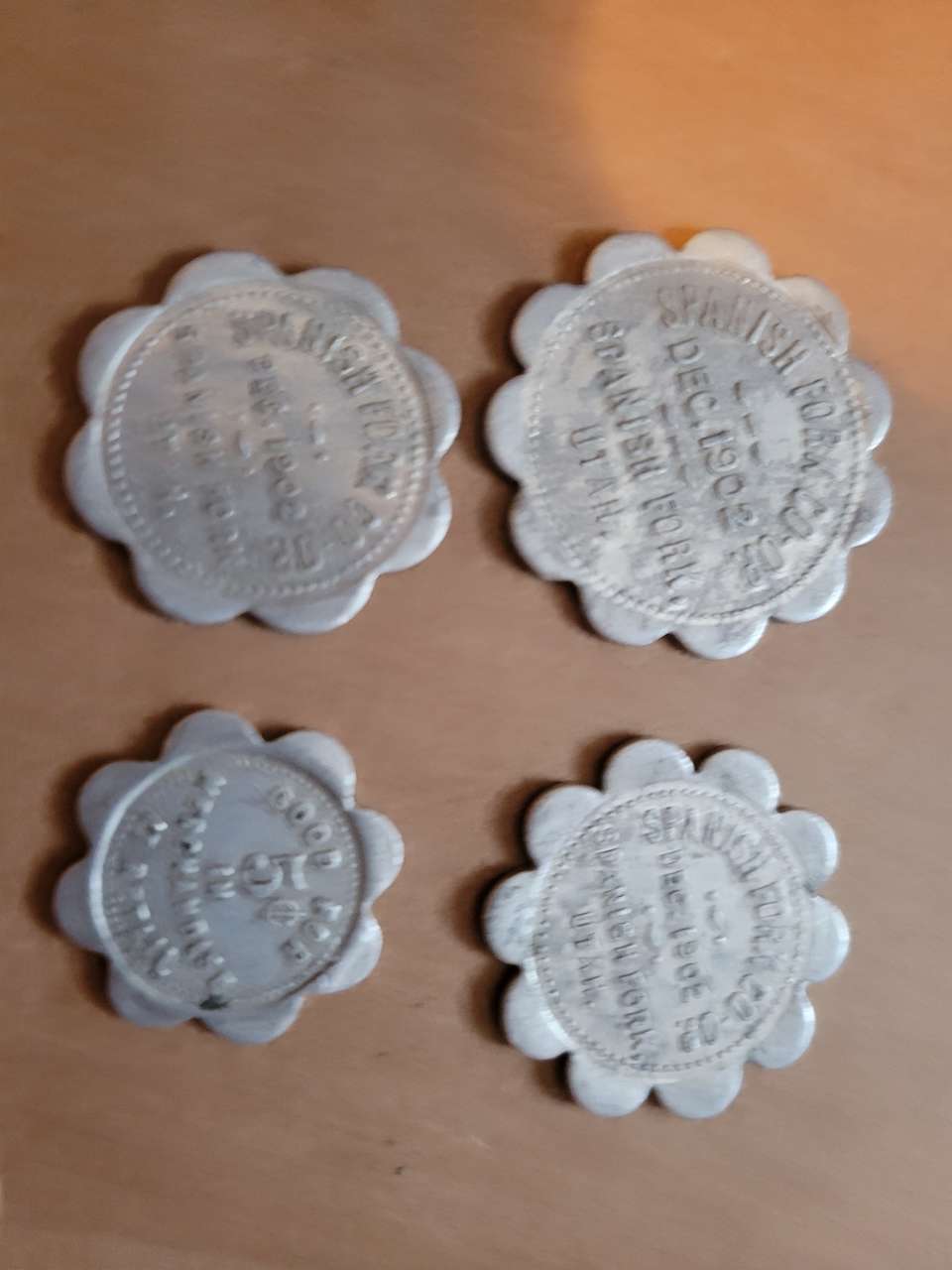 Set of 4 Spanish Fork Utah Tokens