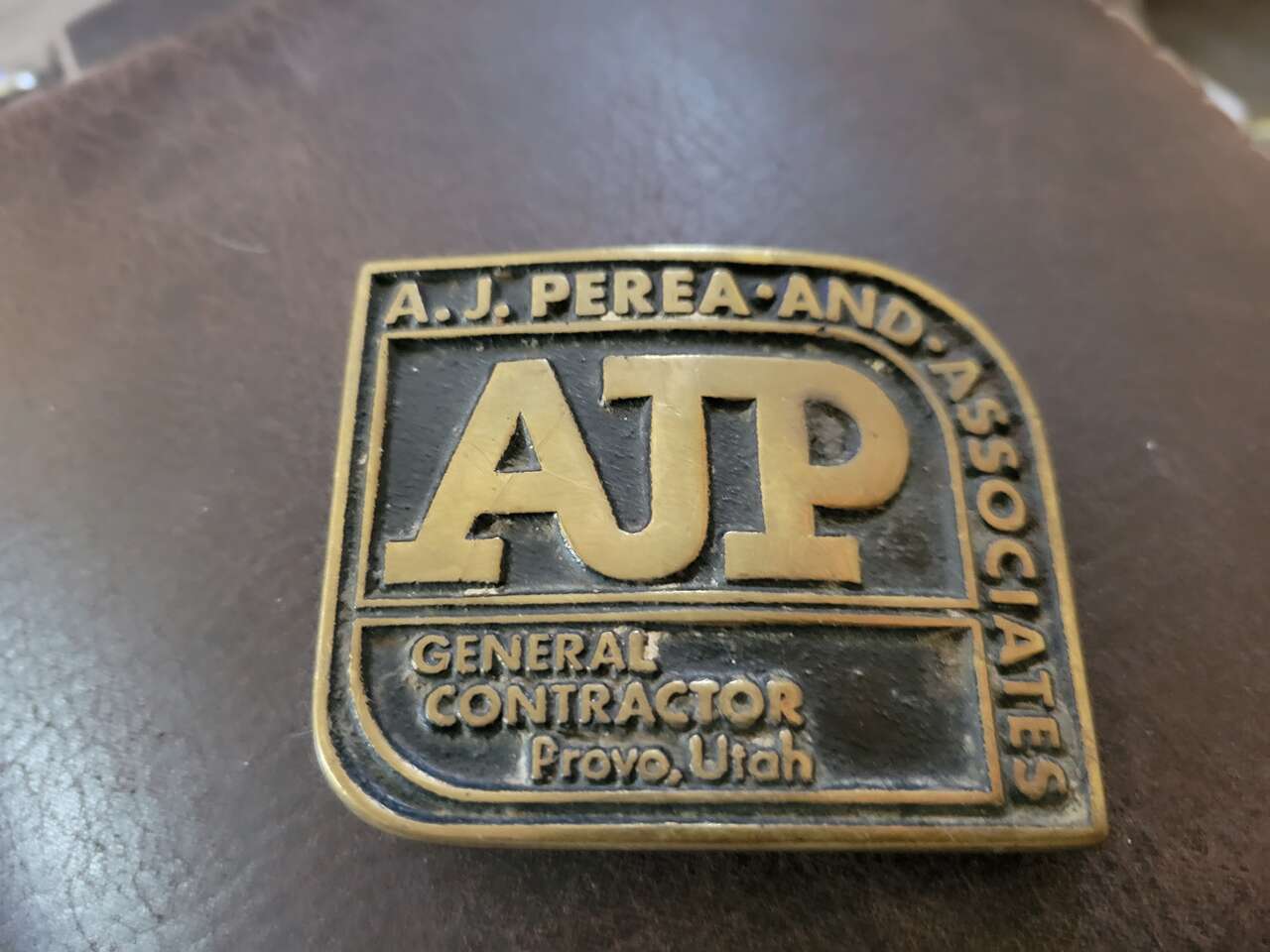Vintage Brass Belt Buckle Provo Utah A.J. Perea
