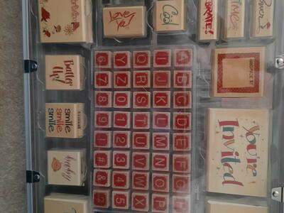 stamp set with pads and case like new
