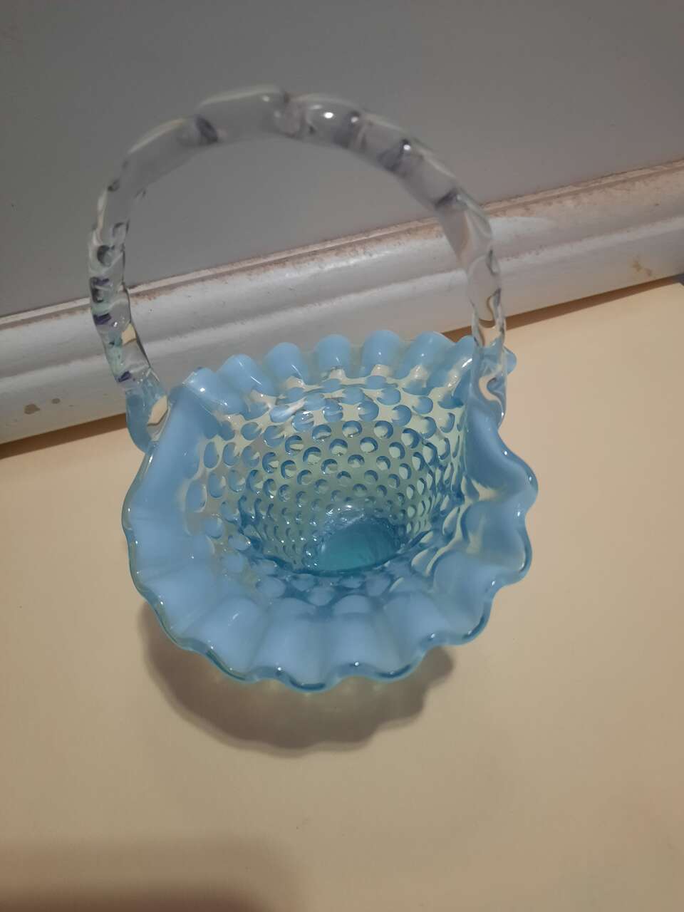 hobnail glass basket