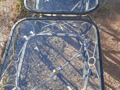 matching metal an glass side tables