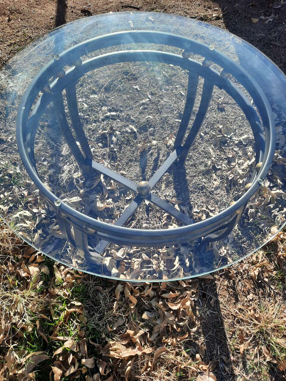 round metal an glass side table