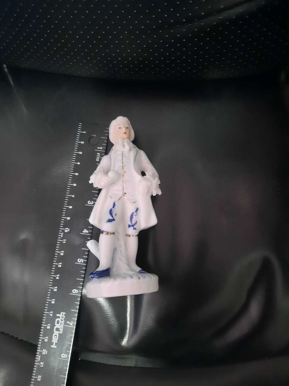 Vintage White/Blue/Gold Porcelain Victorian Man Figure