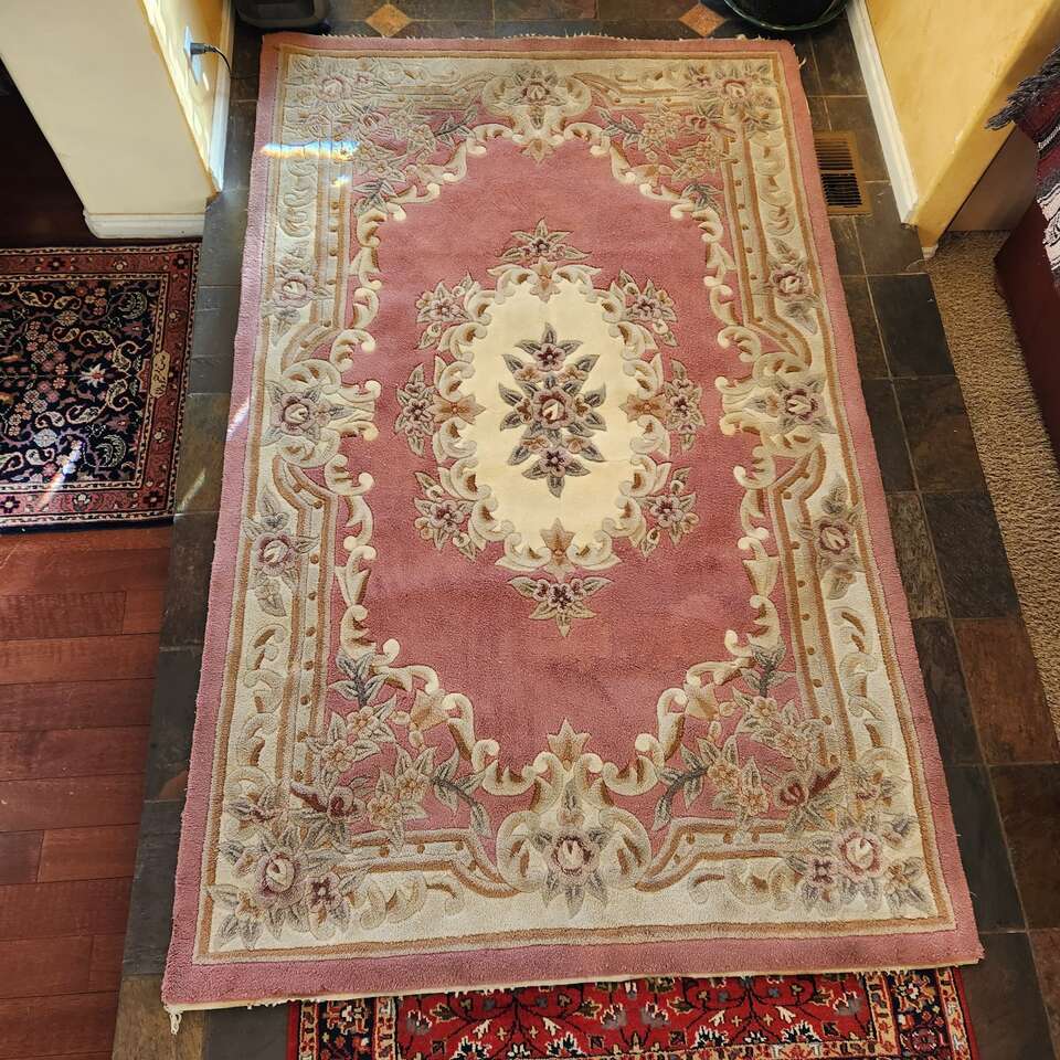 Aubusson hand-tufted floral area rug