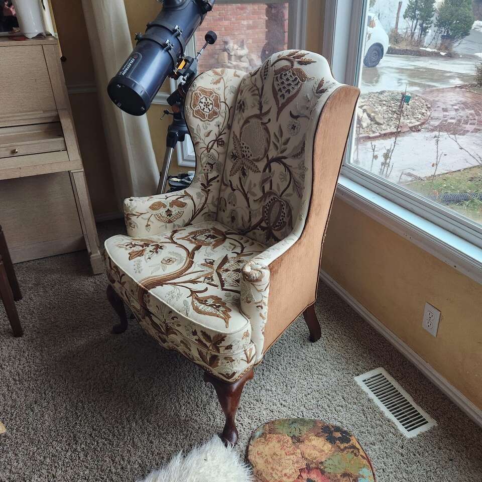 Woodmark Crewel Embroidered Wingback Armchair