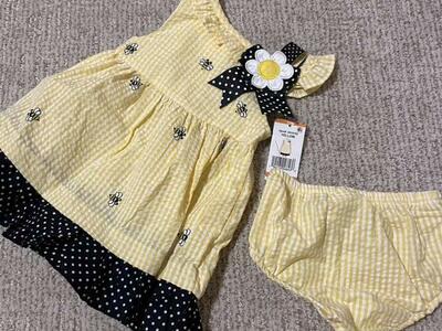 NWT Baby Polka Dot Bee Dress And Bloomer Set