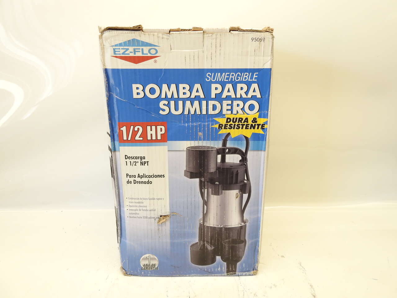 EZ-FLO Submersible Sump Pump: 1/2, Vertical Float, 33 gpm Flow Rate @ 10 Ft. of Head, 15 ft Cord Lg