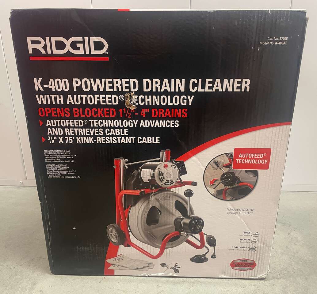 [NEW] RIDGID K-400 AutoFeed Drain Cleaning Auger Drum Machine 3/8" Kit
