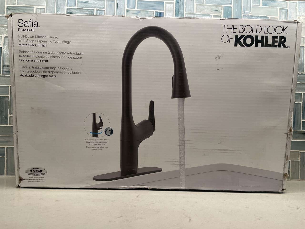 [NEW] Kohler Safia Single-Handle Pull Down Sprayer Kitchen Faucet with Integrated Soap Dispenser - Matte Black