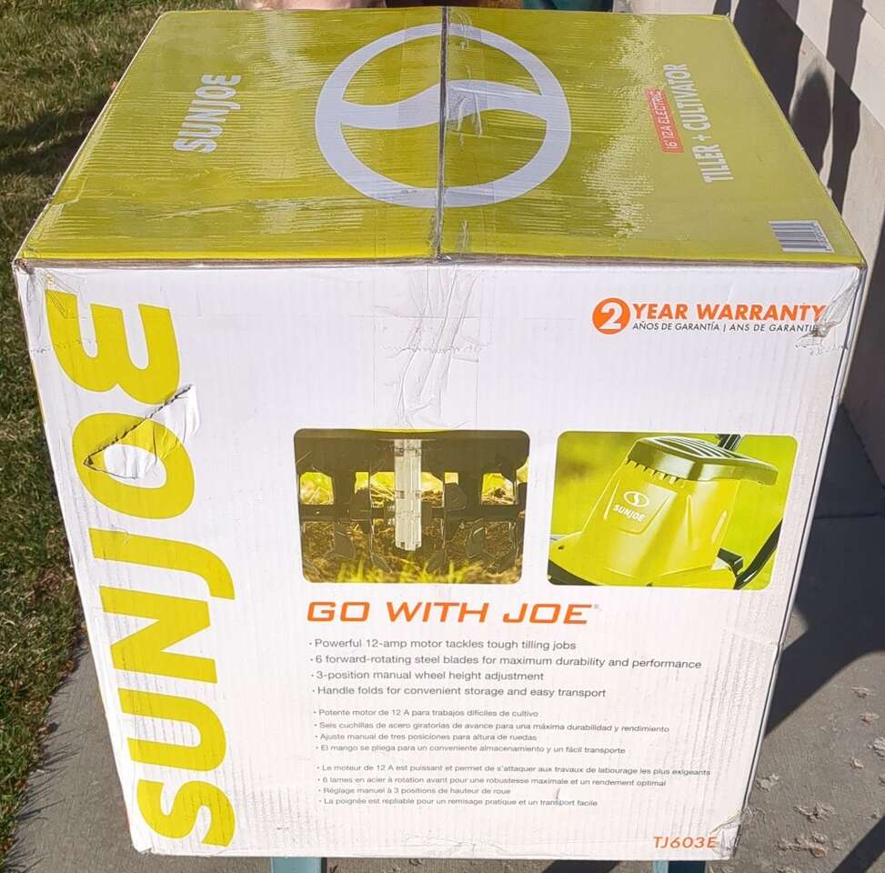 New, never opened Sun Joe (SunJoe) 16" 12A tiller