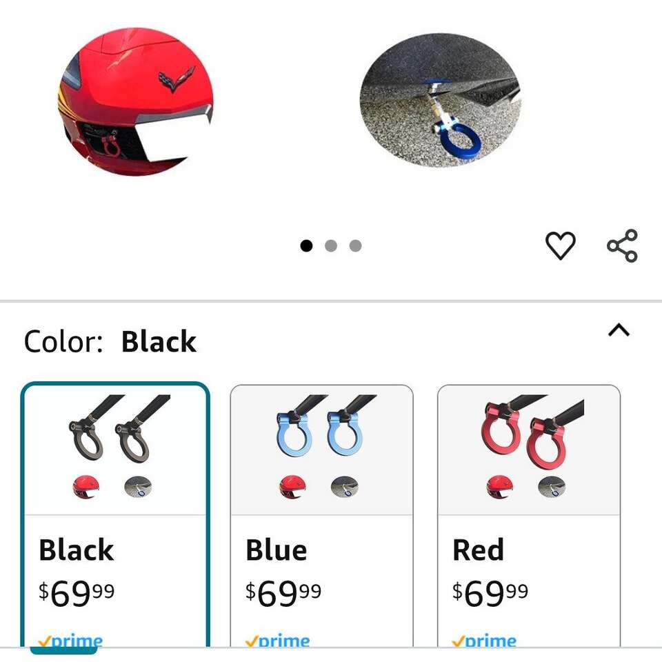 Corvette aluminum tow loops