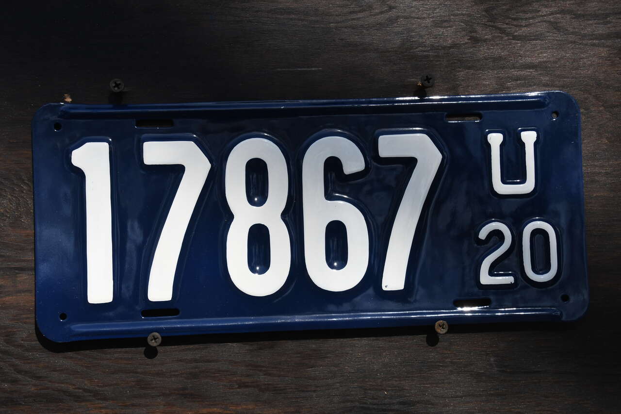 1920 Utah License Plate - Restored -102 years old.