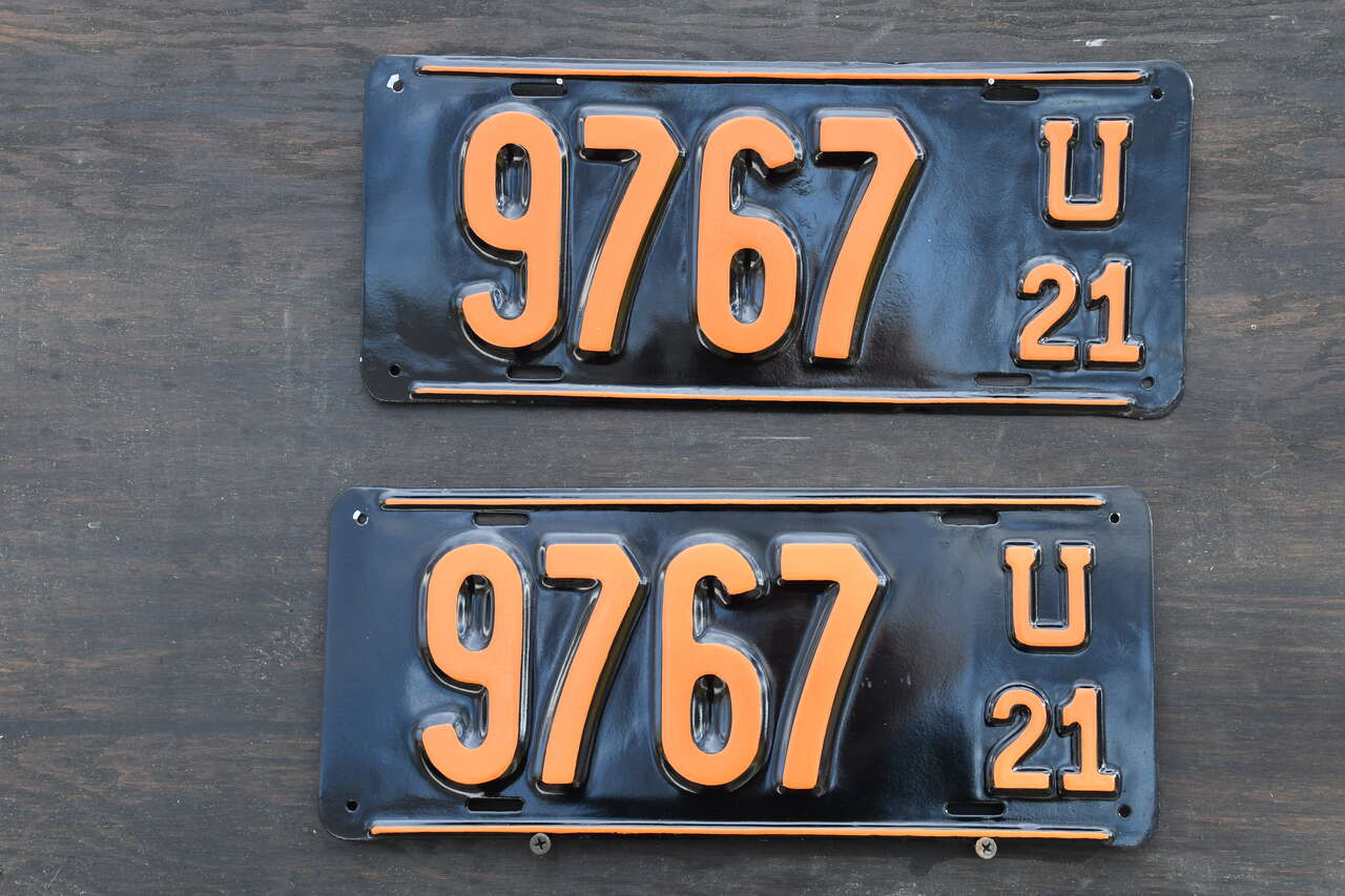 1921 Restored Utah License Plate Pair #9767