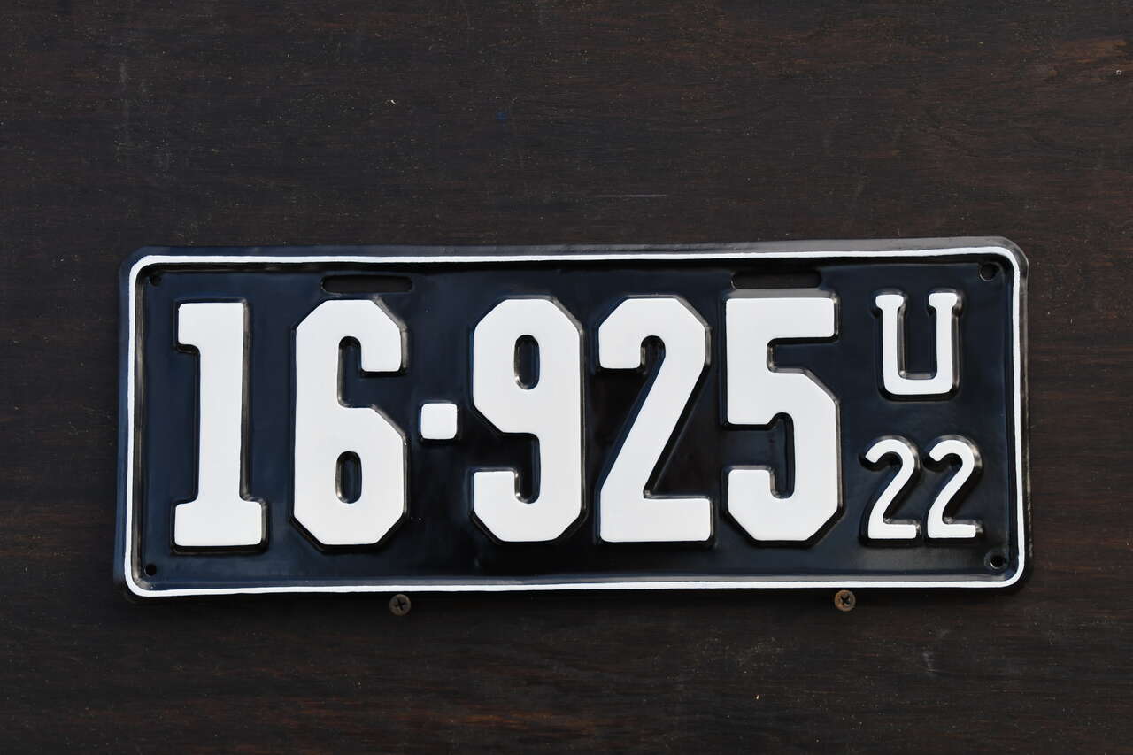 1922 Professionally Restored Beautiful Utah License Plate  #16-925.   100 years old.