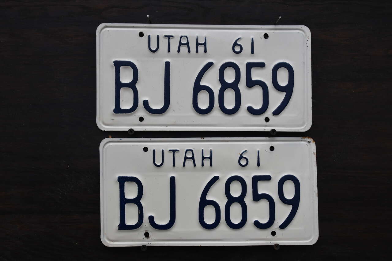 Utah 1961 Original License Plate Pair