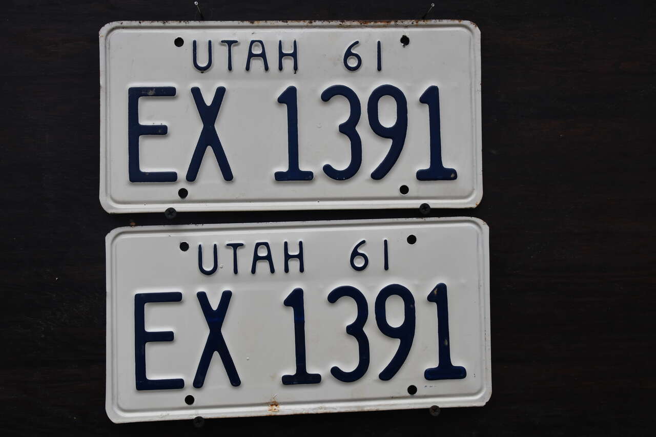 Utah 1961 Original License Plate Pair # EX 1391