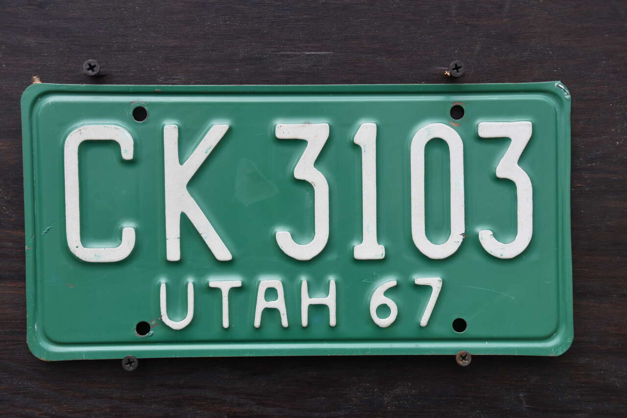 Utah 1967 Original License Plate # CK 3103