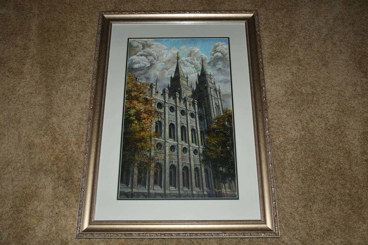 BEAUTIFUL SALT LAKE TEMPLE PICTURE ~ SIGNED SCOTT BROUGH ~ 34 in x 24.5 in