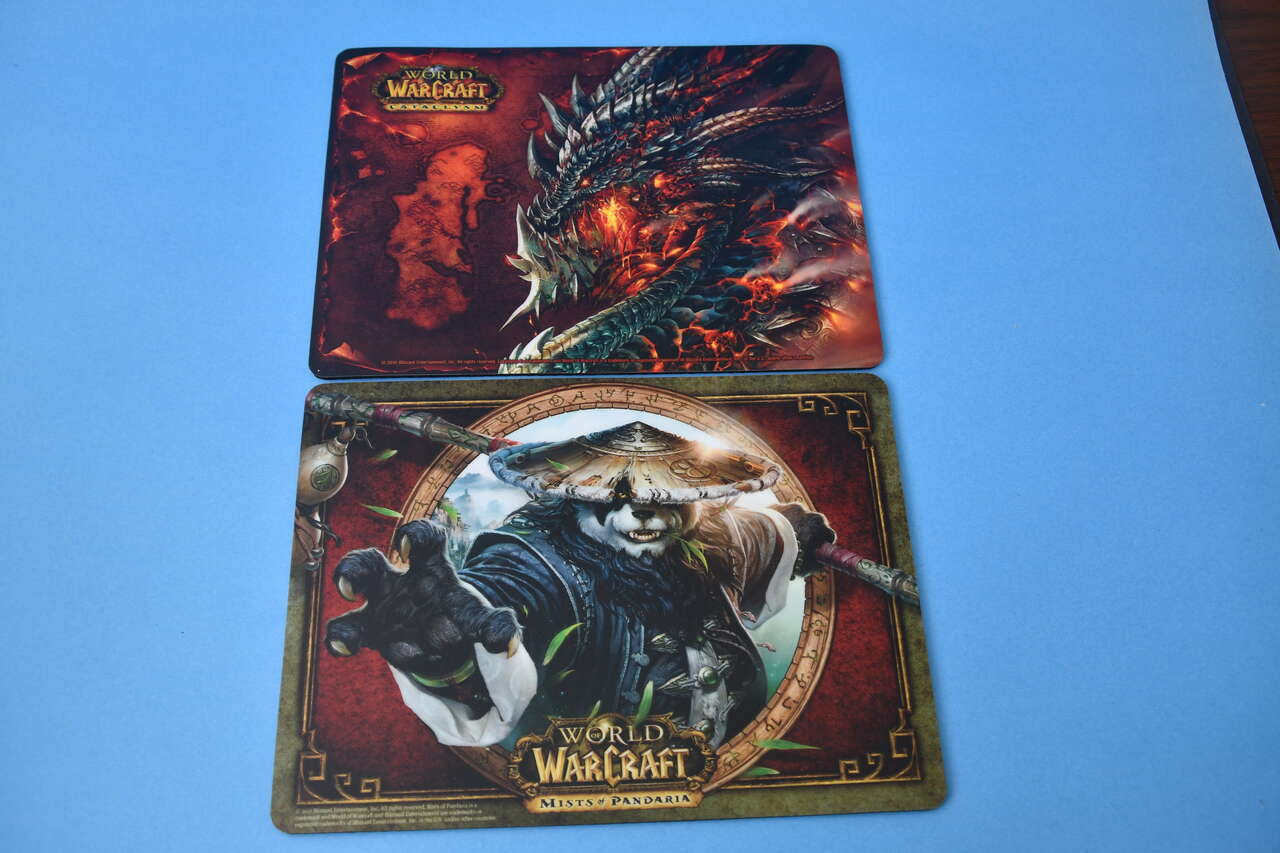 2 WORLD of WARCRAFT MOUSE PADS for $5 ~ CATACLYSM ~ MISTS of PANDARIA ~ 8 in x 10.5 in