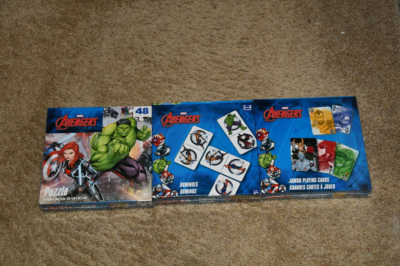NEW, SEALED AVENGERS Puzzle, Dominoes and Jumbo Playing Cards ~ MARVEL