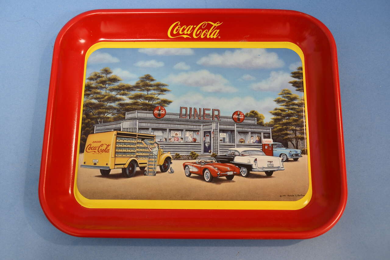 Vintage Coca Cola Tray from 1994 Diner & Corvette by Pamela Renfroe