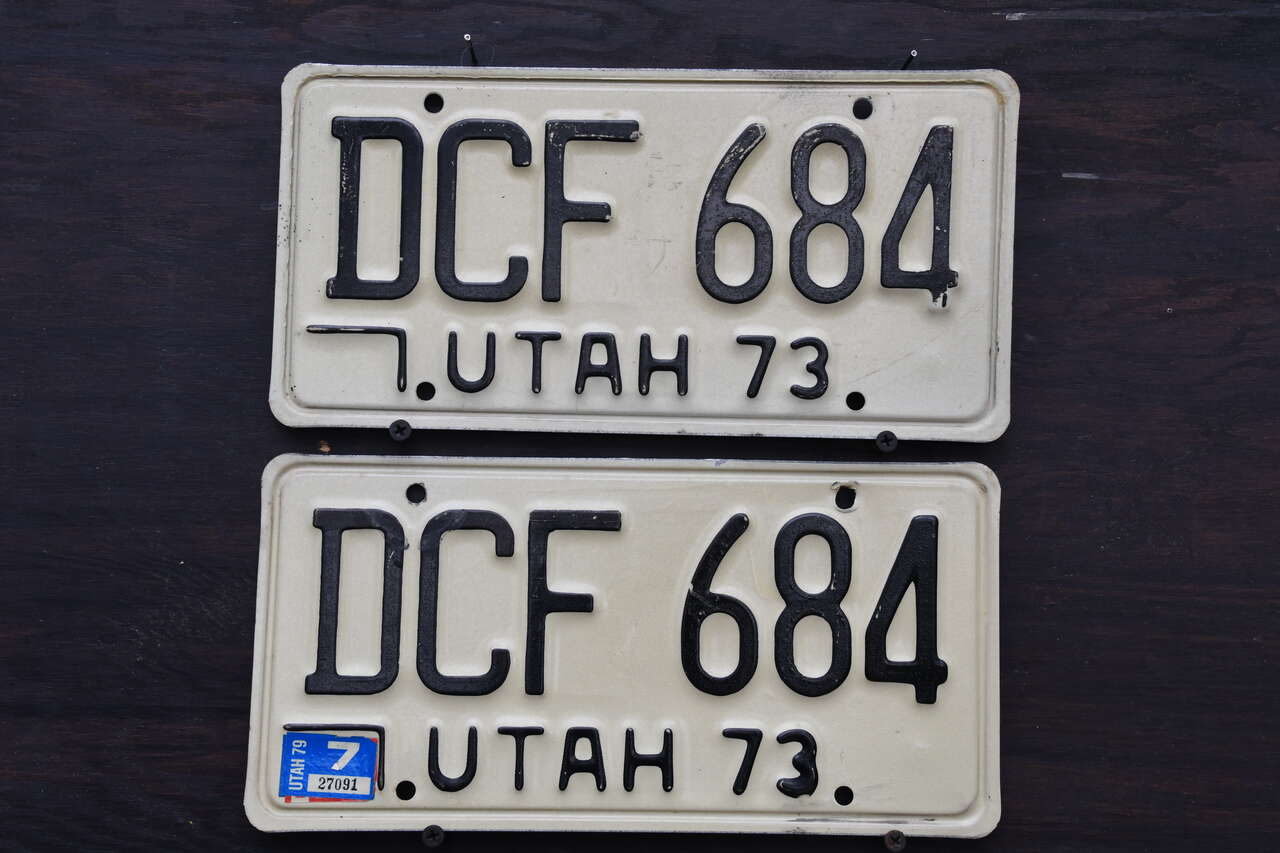 1973 Original pair of Utah License Plates DCF 684