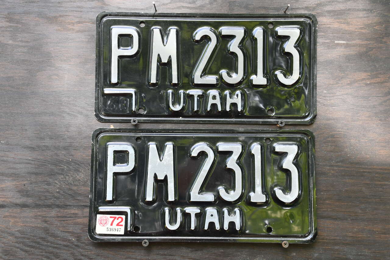 Utah 1972 Original  License Plate Pair PM2313.