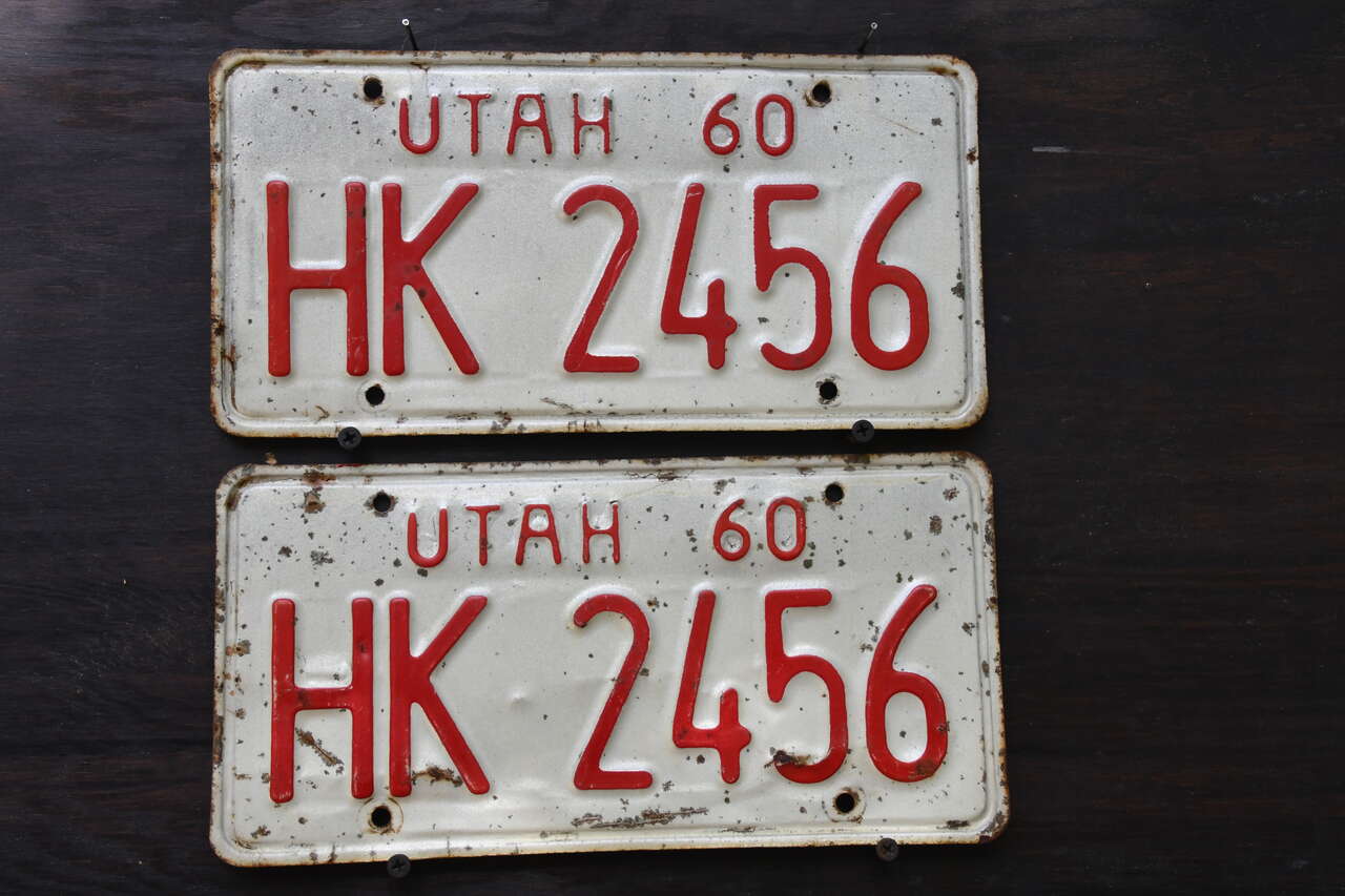Utah 1960 Original  License Plate Pair HK 2456