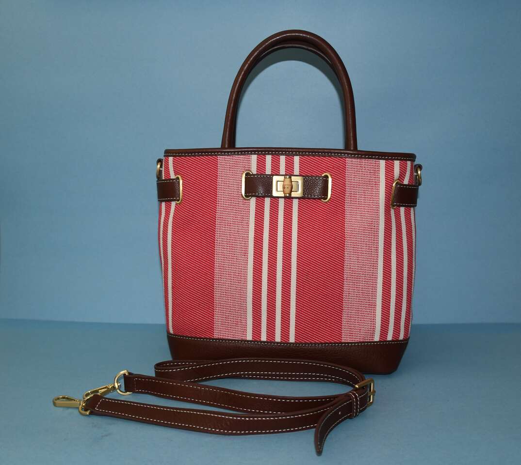 TALBOT'S HANDBAG ~ LEATHER TRIM ~ 9 in x 10 in x 3.5 in ~ ZIPPERED CLOSURE ~ DETACHABLE STRAP ~ CLEAN!