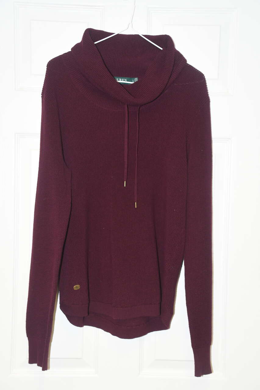 Women's LAUREN, RALPH LAUREN KNIT TOP ~ Size L ~ DARK PURPLE (PLUM) ~ 100% Cotton ~ CLEAN!