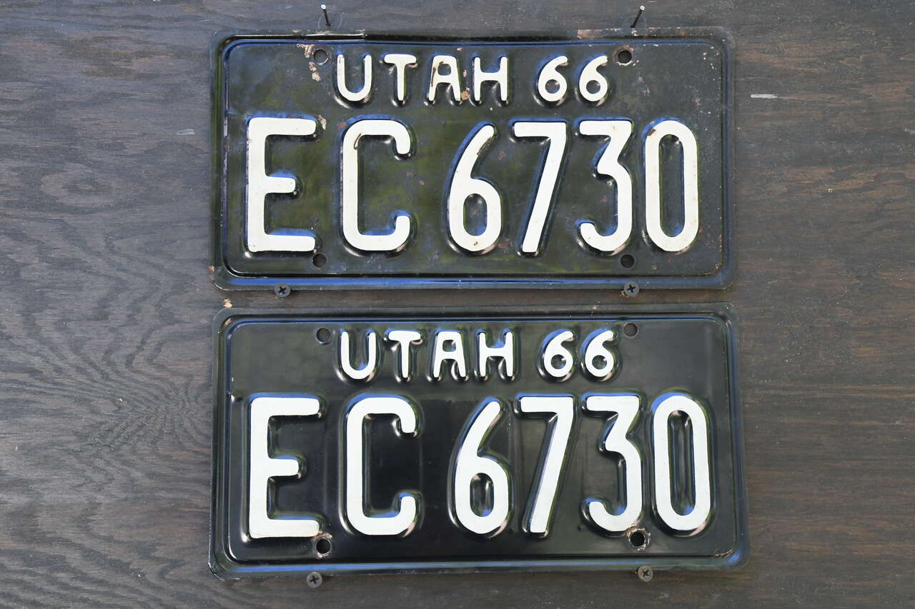 Utah Pair 1966 License Plates  EC 6730