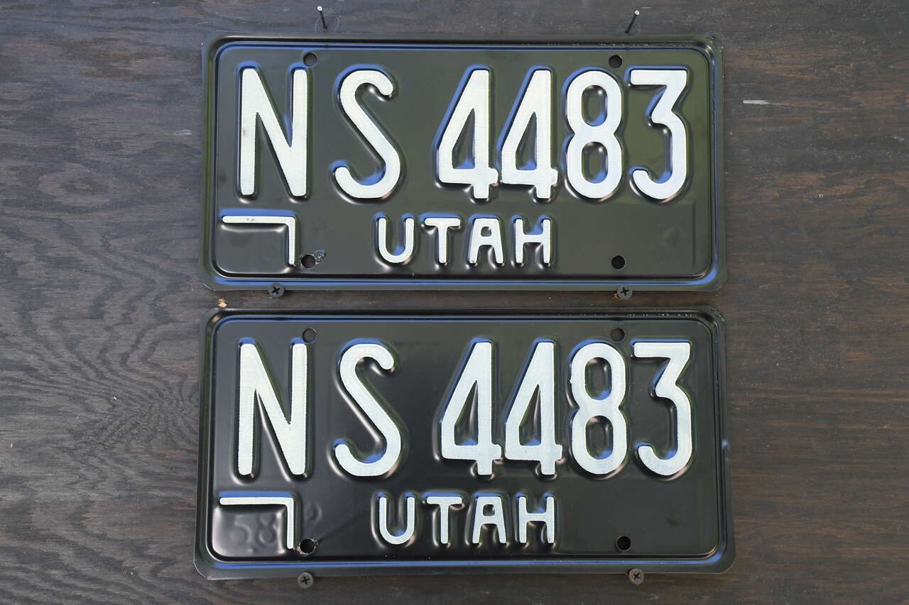 Utah Pair 1968 License Plates NS 4483