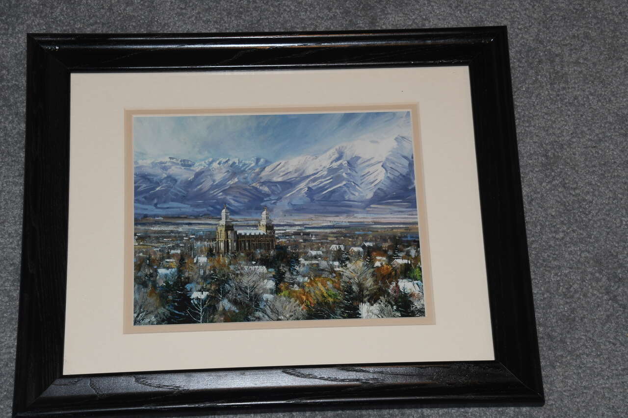 LOGAN TEMPLE PICTURE ~ 13" x 16" FRAMED ~ BEAUTIFUL PICTURE